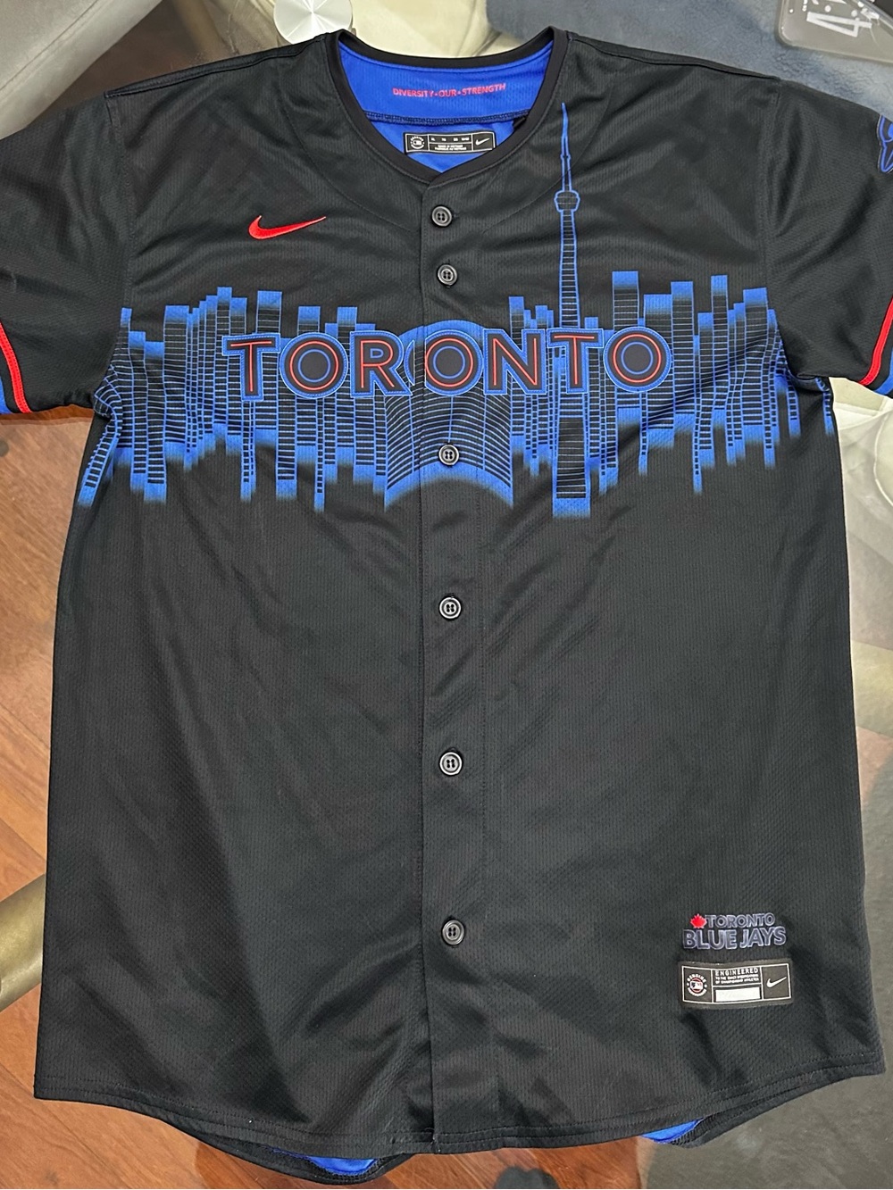 Nike Black Toronto Skyline Jersey with Blue and Red Accents